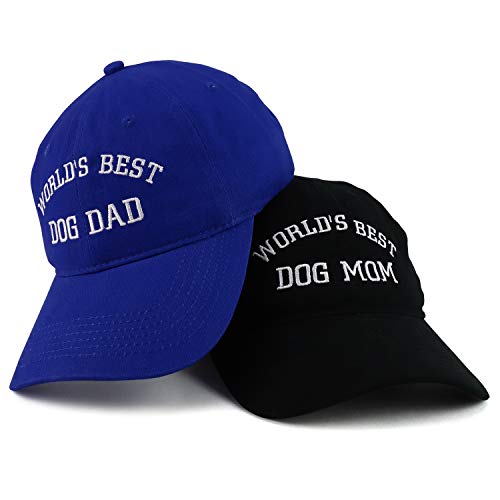 Trendy Apparel Shop World's Best Dog Mom and Dad Ever Soft Cotton 2 Pc Cap Set