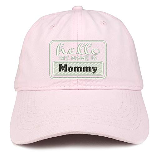 Trendy Apparel Shop Hello My Name is Mommy Soft Crown 100% Brushed Cotton Cap