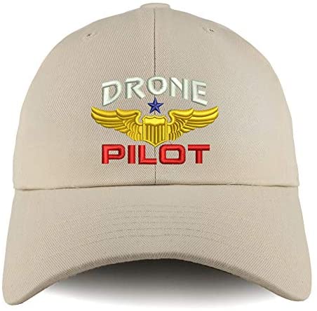 Trendy Apparel Shop Drone Pilot Aviation Wing Embroidered Low Profile Soft Cotton Dad Hat Cap
