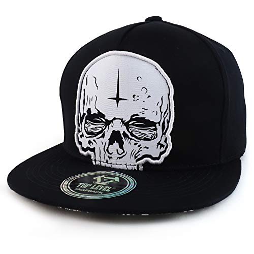 Trendy Apparel Shop Scary Skull Printed Flatbill Snapback Baseball Cap