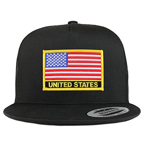 Trendy Apparel Shop Flexfit XXL United States Flag 5 Panel Flatbill Trucker Mesh Cap