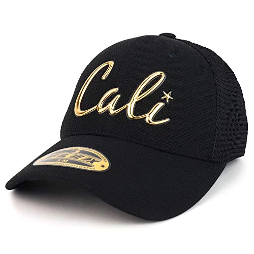 Trendy Apparel Shop Cali with Star Stretch Fitted Trucker Mesh Cap