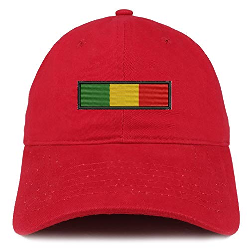 Trendy Apparel Shop Africa Green Yellow RED Flag Embroidered Soft Crown 100% Brushed Cotton Cap