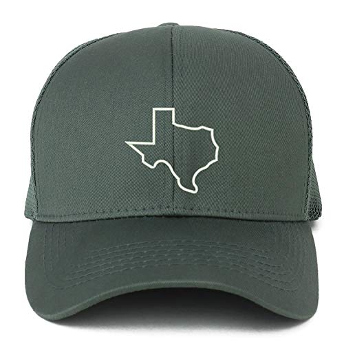 Trendy Apparel Shop XXL Texas State Outline Embroidered Structured Trucker Mesh Cap