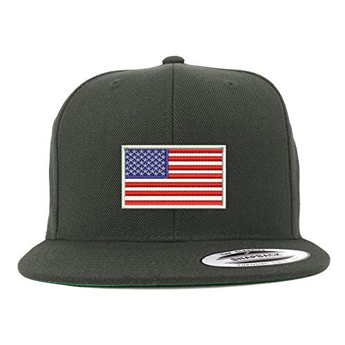 Trendy Apparel Shop Flexfit XXL USA White Flag Embroidered Structured Flatbill Snapback Cap