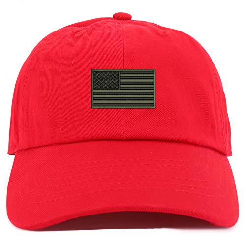 Trendy Apparel Shop Youth Sized Olive American Flag Embroidered Adjustable Unstructured Baseball Cap