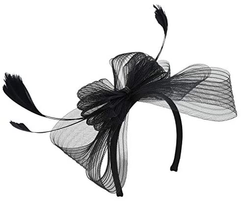 Trendy Apparel Shop Feather Meshed Bow Decorated CRIN Cocktail Fascinator