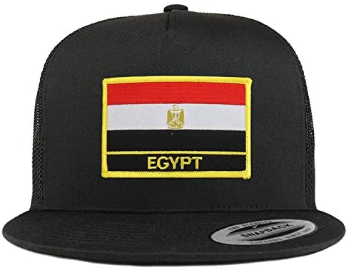Trendy Apparel Shop Flexfit XXL Egypt Flag 5 Panel Flatbill Trucker Mesh Snapback Cap