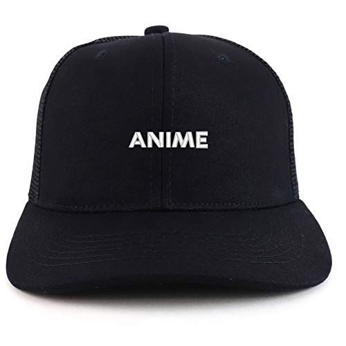 Trendy Apparel Shop Anime Cotton Two Tone Mesh Back Trucker Baseball Cap