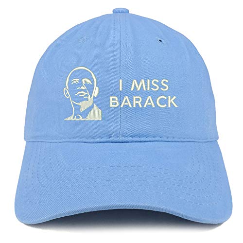Trendy Apparel Shop I Miss Barack and Portrait Embroidered Brushed Cotton Cap