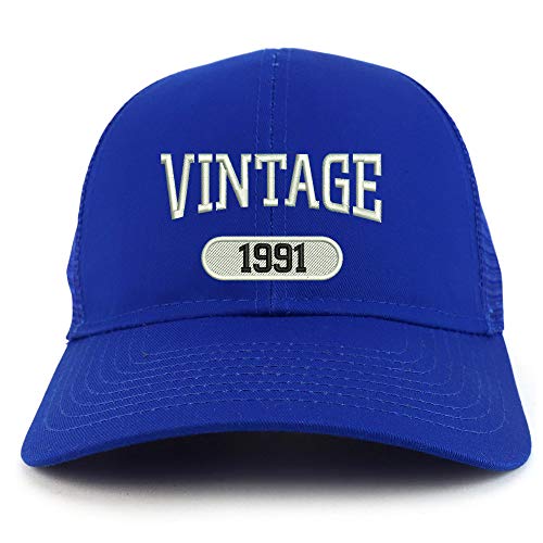 Trendy Apparel Shop Vintage 1991 Embroidered 30th Birthday High Profile High Profile Trucker Mesh Cap