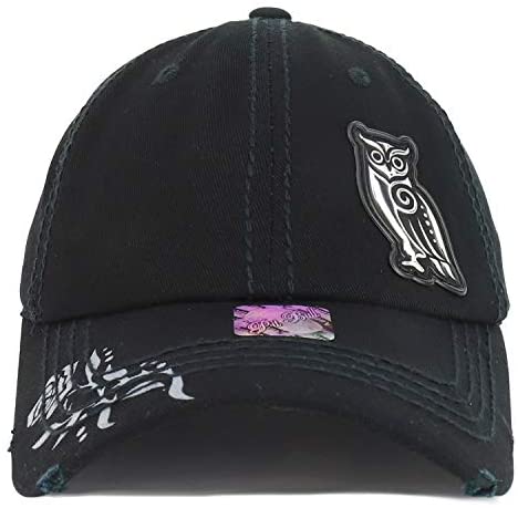 Trendy Apparel Shop Owl High Frequency Patch Frayed Women's Baseball Cap