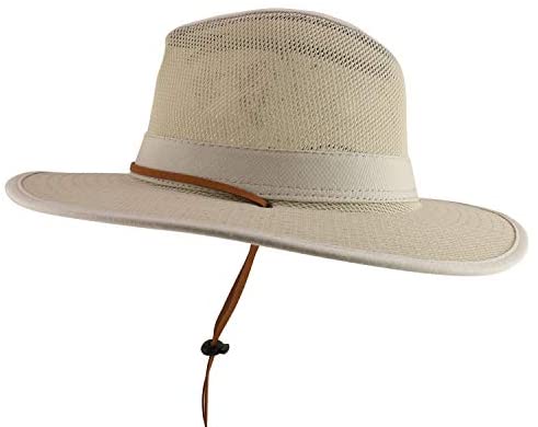 Trendy Apparel Shop Men's Cotton Canvas Mesh Crown Wide Brim Outback Hat