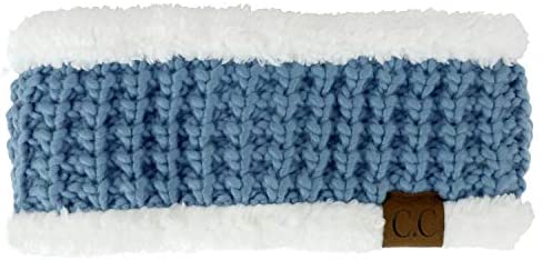 Trendy Apparel Shop Sherpa Fleece Lined Stretchy Chunky Knit Ear Warmer Headband