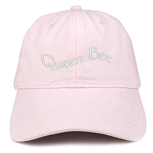 Trendy Apparel Shop Queen Bee Text Embroidered Soft Crown 100% Brushed Cotton Cap