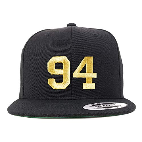 Trendy Apparel Shop Number 94 Gold Thread Flat Bill Snapback Baseball Cap