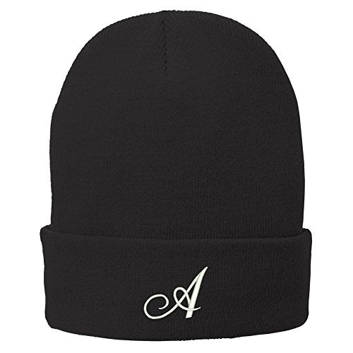 Trendy Apparel Shop Letter A Embroidered Winter Knitted Long Beanie