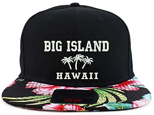 Trendy Apparel Shop Big Island Hawaii Embroidered Floral Flatbill Snapback Cap