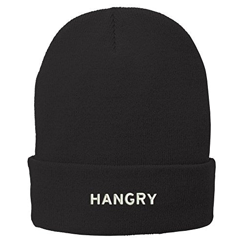 Trendy Apparel Shop Hangry Embroidered Super Stretch Winter Cuff Long Beanie