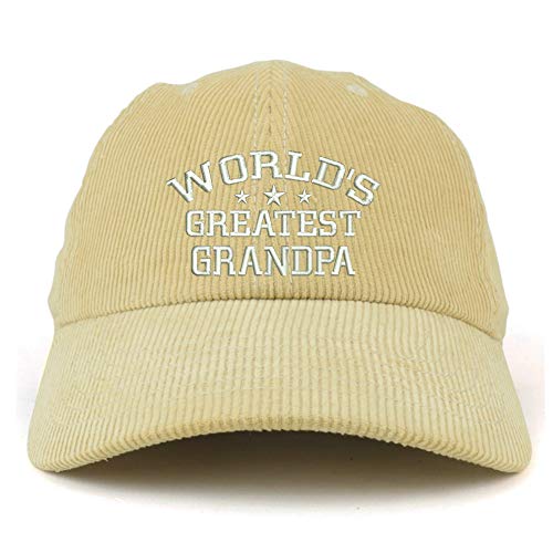 Trendy Apparel Shop World's Greatest Grandpa Corduroy Unstructured Baseball Cap