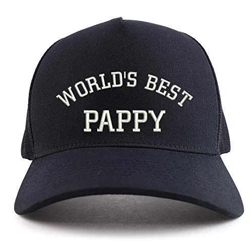 Trendy Apparel Shop World's Best Pappy Embroidered Oversized 5 Panel XXL Trucker Mesh Cap