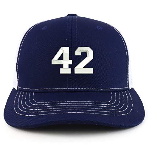 Trendy Apparel Shop Number 42 Collegiate Varsity Two Tone Trucker Baseball Cap