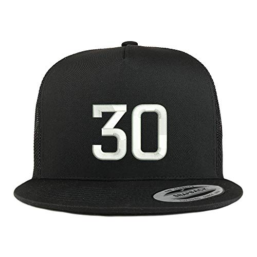 Trendy Apparel Shop Number 30 Embroidered 5 Panel Flatbill Trucker Mesh Cap