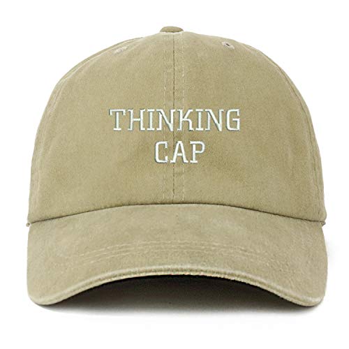Trendy Apparel Shop XXL Thinking Cap Embroidered Unstructured Washed Pigment Dyed Baseball Cap