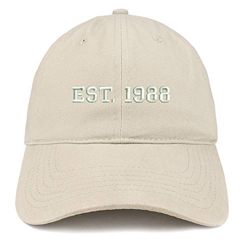 Trendy Apparel Shop EST 1988 Embroidered - 33rd Birthday Gift Soft Cotton Baseball Cap