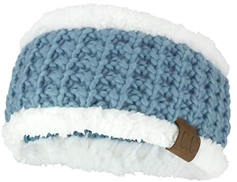 Trendy Apparel Shop Sherpa Fleece Lined Stretchy Chunky Knit Ear Warmer Headband
