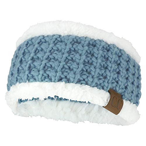 Trendy Apparel Shop Sherpa Fleece Lined Stretchy Chunky Knit Ear Warmer Headband