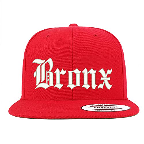 Trendy Apparel Shop Old English Font Bronx City Embroidered Flat Bill Cap