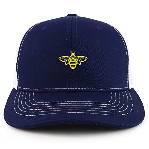 Trendy Apparel Shop Bee Embroidered Two Tone Mesh Back Trucker Baseball Cap