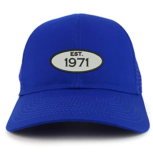 Trendy Apparel Shop Established 1971 Embroidered 50th Birthday High Profile High Profile Trucker Mesh Cap