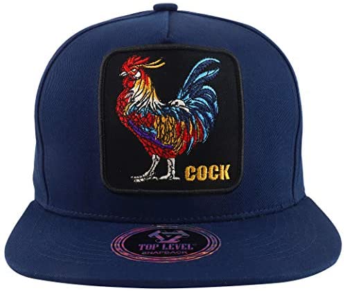 Trendy Apparel Shop Rooster Cock Embroidered 5 Panel Flatbill Snapback Baseball Cap