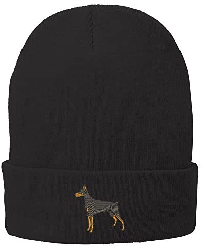 Trendy Apparel Shop Doberman Embroidered Winter Knitted Long Beanie