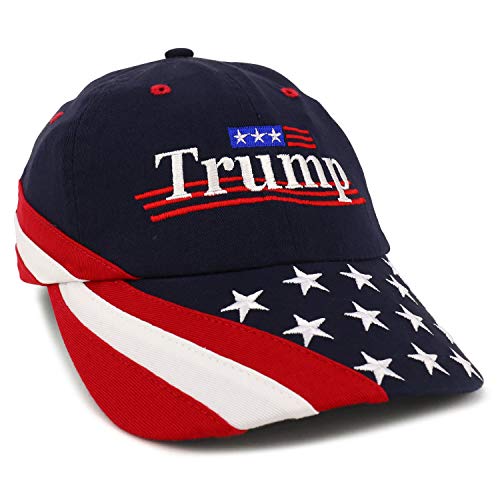 Trendy Apparel Shop Trump Embroidered USA Flag and Stars Bill Unstructured Baseball Cap