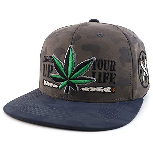 Trendy Apparel Shop Light Up Your Life Marijuana Weed Leaf Flatbill Snapback Cap