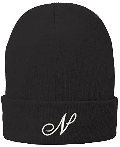 Trendy Apparel Shop Letter N Embroidered Winter Knitted Long Beanie