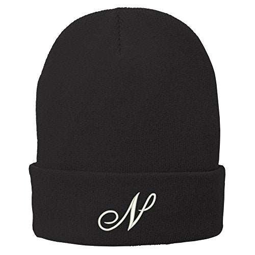 Trendy Apparel Shop Letter N Embroidered Winter Knitted Long Beanie