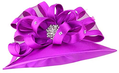 Trendy Apparel Shop Stone Detailed Loop Ribbon Bow Satin Dressy Hat