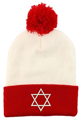Trendy Apparel Shop Jewish Star of David Embroidered Winter Holiday Theme Beanie