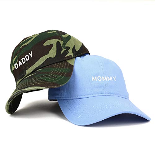 Trendy Apparel Shop Mommy and Daddy Soft Cotton Couple 2 Pc Cap Set