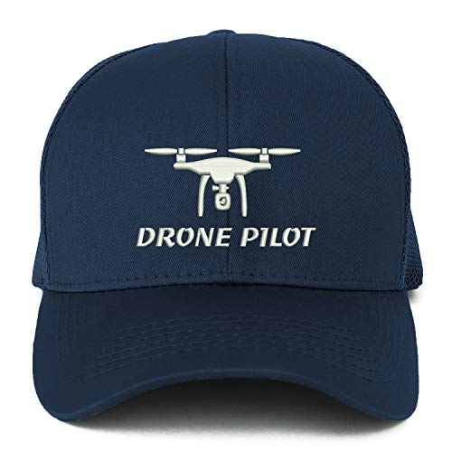 Trendy Apparel Shop XXL Drone Pilot Embroidered Structured Trucker Mesh Cap