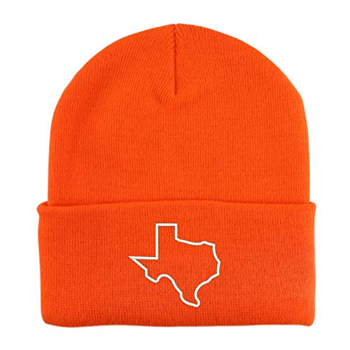 Trendy Apparel Shop Texas State Outline Embroidered Winter Long Cuff Beanie