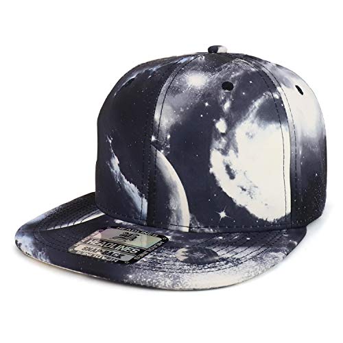 Trendy Apparel Shop Galaxy Space Printed Flatbill Snapback Baseball Cap