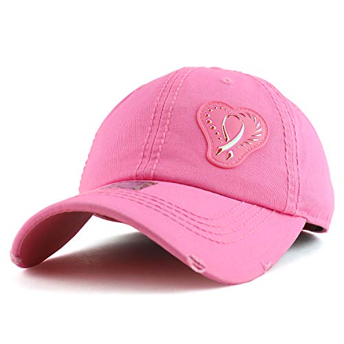 Trendy Apparel Shop Women Breast Cancer Ribbon High Frequency Patch Vintage Cap