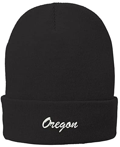 Trendy Apparel Shop Oregon Embroidered Winter Folded Long Beanie