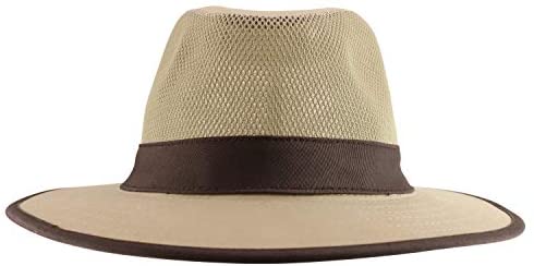 Trendy Apparel Shop Men's Cotton Canvas Mesh Crown Wide Brim Fedora Ha
