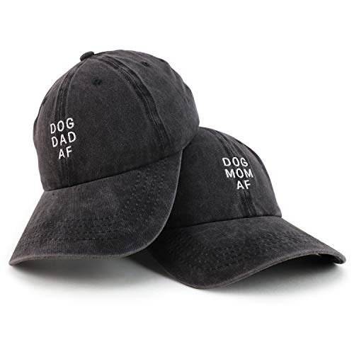 Trendy Apparel Shop Dog Mom and Dad AF Pigment Dyed Couple 2 Pc Cap Set